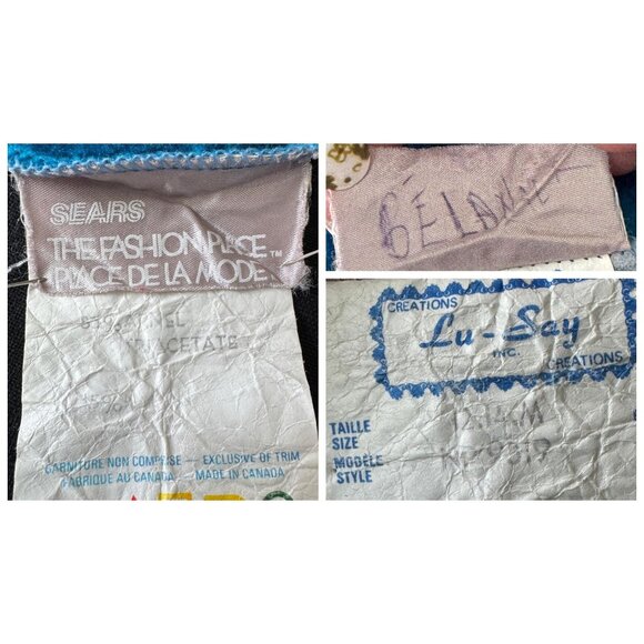 Vintage 80s robe, peacock blue velvet, batwing sleeves, front sipper, Sears - Picture 10 of 10